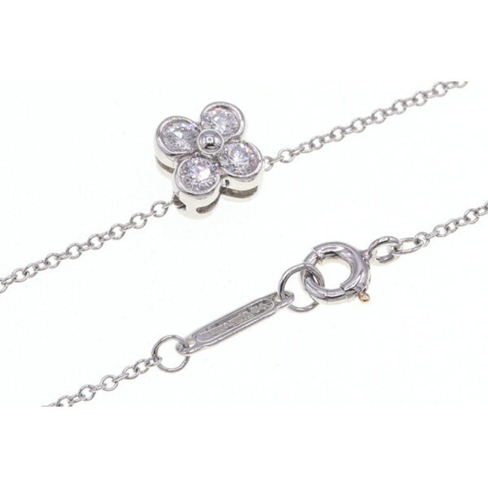 Tiffany Bezel Set Necklace Diamond Platinum Lace Flower